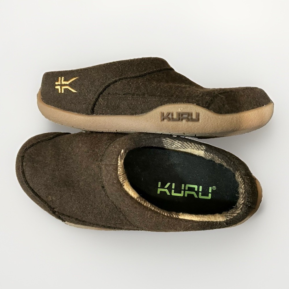 Kuru Draft Womens Sz 8 Brown Casual Comfort Slip-On Mule Slippers Flannel Lined